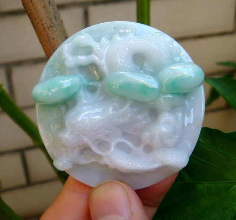 54 Mm Jadeit Zertifiziert 100% Natürlich Unbehandelt Grad A Typ Grün Geschnitzte Drachen Ruyi Anhänger Halskette Edelstein6562 von tiantianjadeite