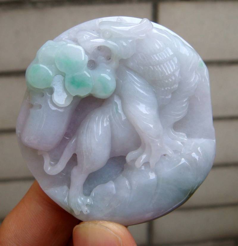 54 Mm Jadeit Zertifiziert 100% Natürlich Unbehandelt Klasse A Grüner Lavendel Handgefertigt Geschnitzte Tiger Anhänger Edelstein 5938 von tiantianjadeite