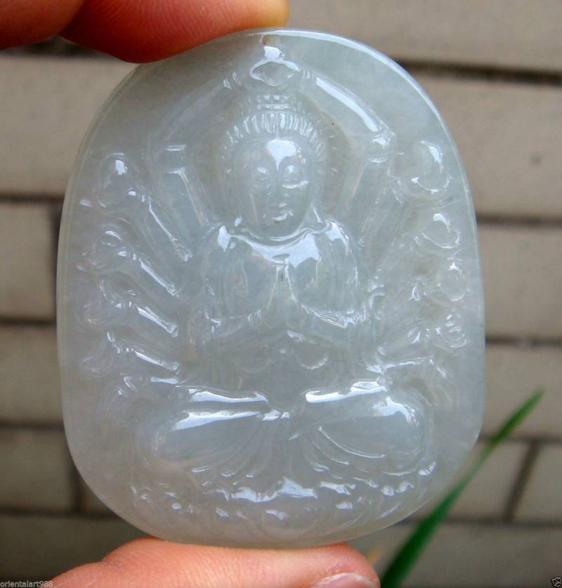 55 Mm Eisiger Jadeit Zertifiziert 100% Natürlich, Unbehandelt Grad A Geschnitzte Kuanyin Anhänger Halskette Edelstein 7796 von tiantianjadeite