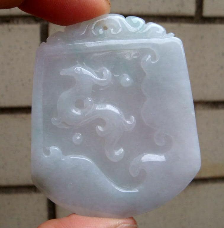 55 Mm Eisiger Jadeit Zertifiziert 100% Natürlich, Unbehandelt Grad A | Typ A Lotus Drachen Anhänger Edelstein von tiantianjadeite