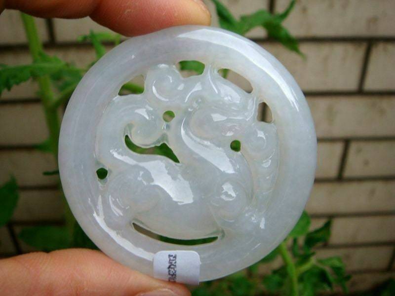 55 Mm Eisiger Jadeit Zertifiziert 100% Natürlich, Unbehandelt Klasse A Handgefertigt Geschnitzte Antike Tier Münze Anhänger Edelstein 8222 von tiantianjadeite