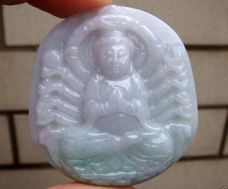 55 Mm Jadeit Zertifiziert 100% Natürlich, Unbehandelt Grad A Handgemacht Geschnitzt Kuanyin | 千 观 音 Anhänger Edelstein502 von tiantianjadeite