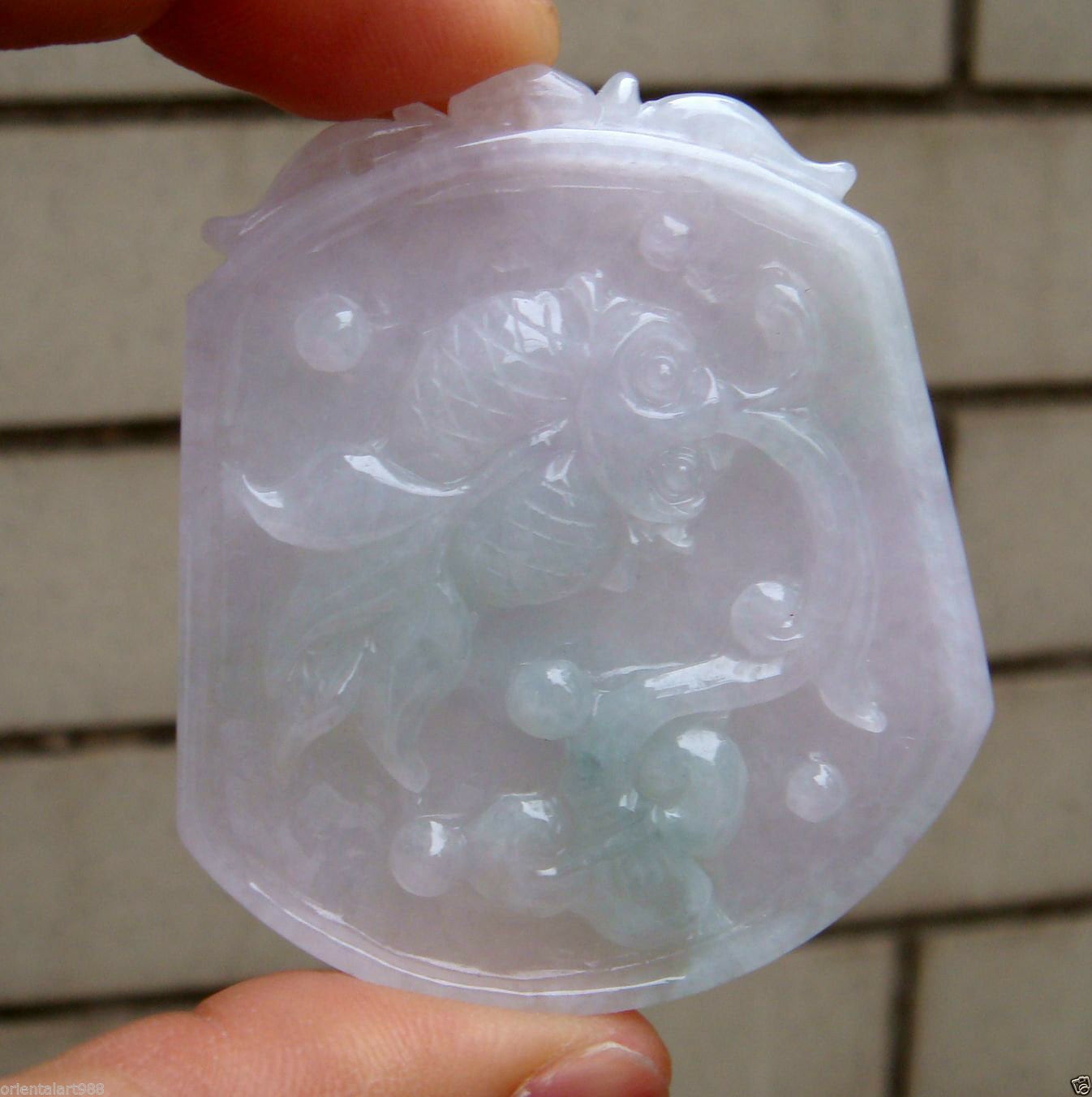 55 Mm Jadeit Zertifiziert 100% Natürlich, Unbehandelt Grad A | Typ A Grün Goldfisch Ruyi Anhänger Edelstein 263 von tiantianjadeite