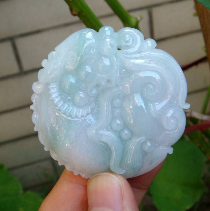 55 Mm Jadeit Zertifiziert 100% Natürlich Unbehandelt Grad A Typ Handmade Geschnitzte Drachen Ruyi Münze Anhänger Halskette Edelstein 6613 von tiantianjadeite