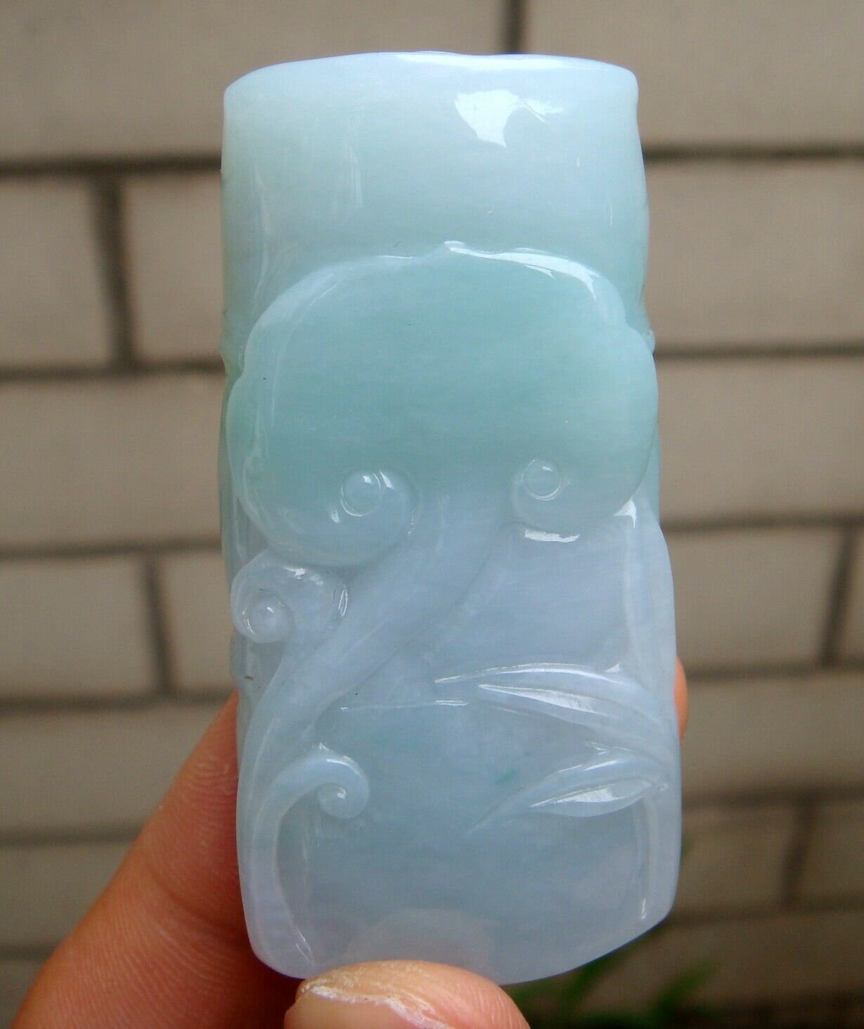 55 Mm Jadeit Zertifiziert 100% Natürlich Unbehandelt Klasse A | Typ A Handgemachter Bambus Ruyi Anhänger Edelstein 5917 von tiantianjadeite