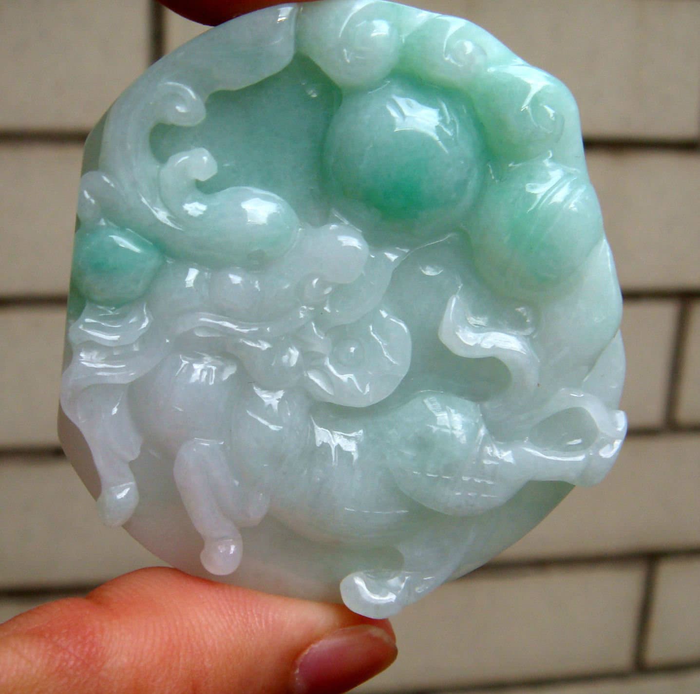 55 Mm Jadeit Zertifizierte Natürliche Unbehandelte Klasse A Typ Hellgrün Kylin Ruyi Anhänger Edelstein 0018 von tiantianjadeite