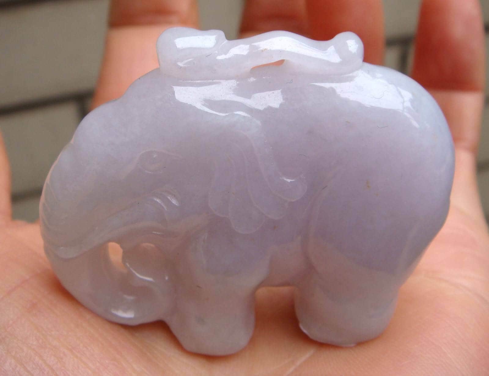 55 Mm Zertifiziert 100% Natürlich Unbehandelt Grad A | Typ A Hell Lavendel Eisigen Jadeit Handgemachte Geschnitzten Elefanten Ruyi Anhänger Edelstein von tiantianjadeite