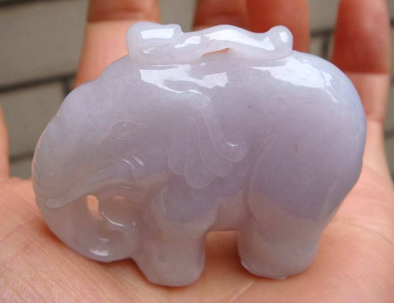 55 Mm Zertifiziert 100% Natürlich Unbehandelt Grad A | Typ A Hell Lavendel Eisigen Jadeit Handgemachte Geschnitzten Elefanten Ruyi Anhänger Edelstein von tiantianjadeite