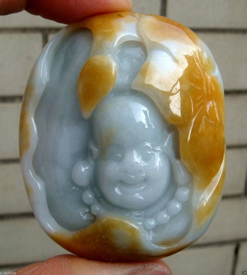 56 Mm Jadeit Zertifiziert 100% Natürlich Unbehandelt Grad A | A-Typ Gelb Grün Handgefertigte Geschnitzte Buddha Ruyi Anhänger Edelstein von tiantianjadeite