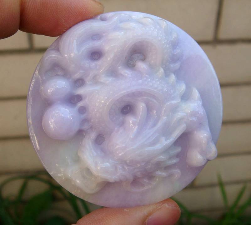 56 Mm Zertifiziert 100% Natürliche Unbehandelte Klasse A Typ Lavendel | Do Dosing Jadeit Hand Geschnitzte Drachen Ruyi Anhänger Halskette Edelstein von tiantianjadeite