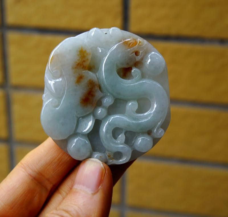 56 Mm Zertifizierte Natürliche Unbehandelte Grade A Dragon Ruyi Handmade Geschnitzte Anhänger/Halskette Edelstein Jewerly 432 von tiantianjadeite