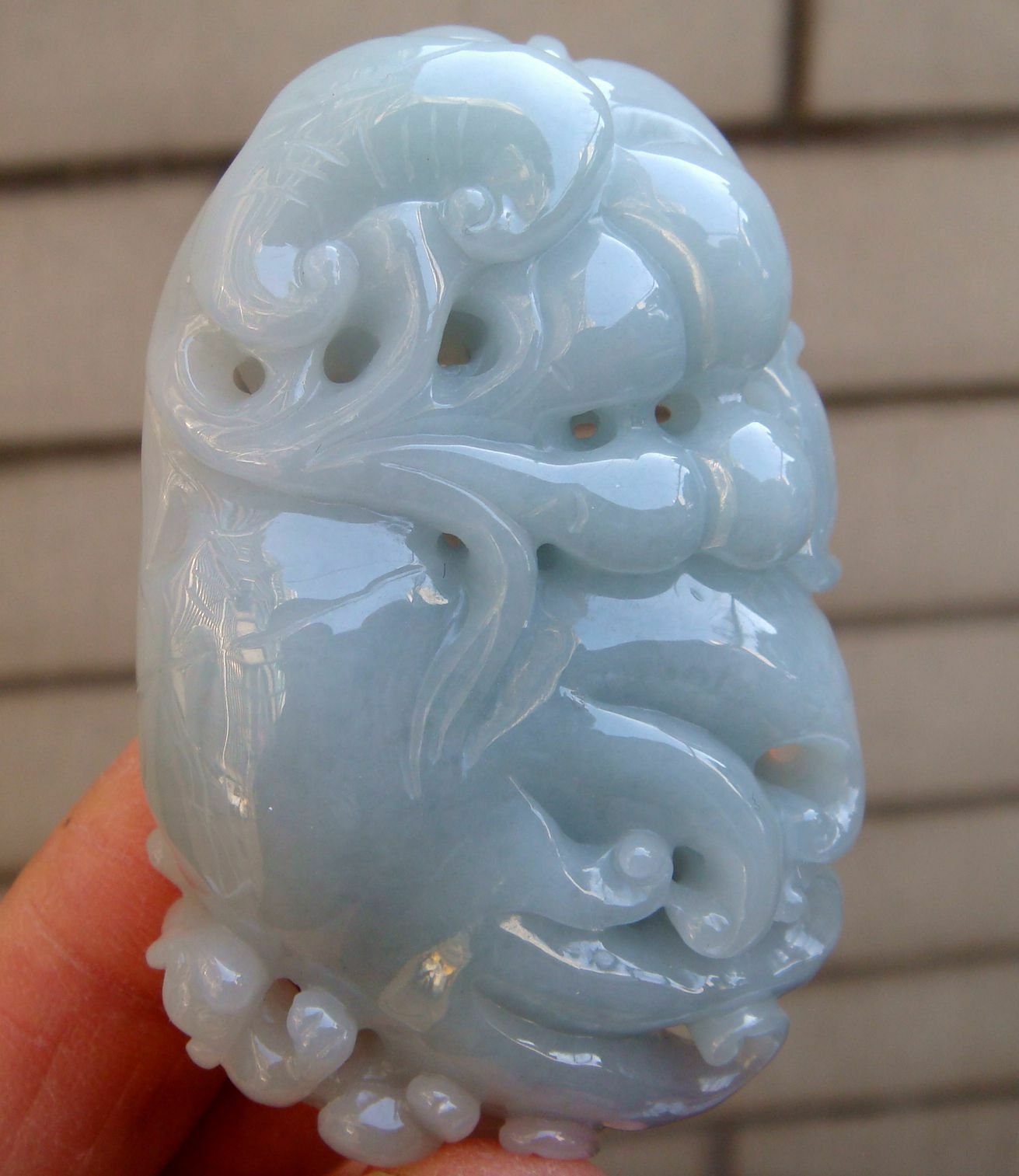 59 Mm Jadeit Zertifiziert 100% Natürliche Unbehandelte Klasse A Grün Geschnitzte Bergamotte Ruyi Pixiu Anhänger Halskette Edelstein von tiantianjadeite