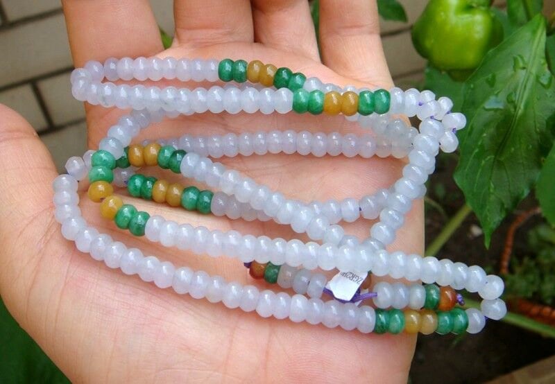 6 Mm Grün Gelb Weiß Icy Jadeit Zertifiziert 100% Natürliche Unbehandelte Klasse A I 108 Perlen Halskette Oder Armband 370 Mm von tiantianjadeite