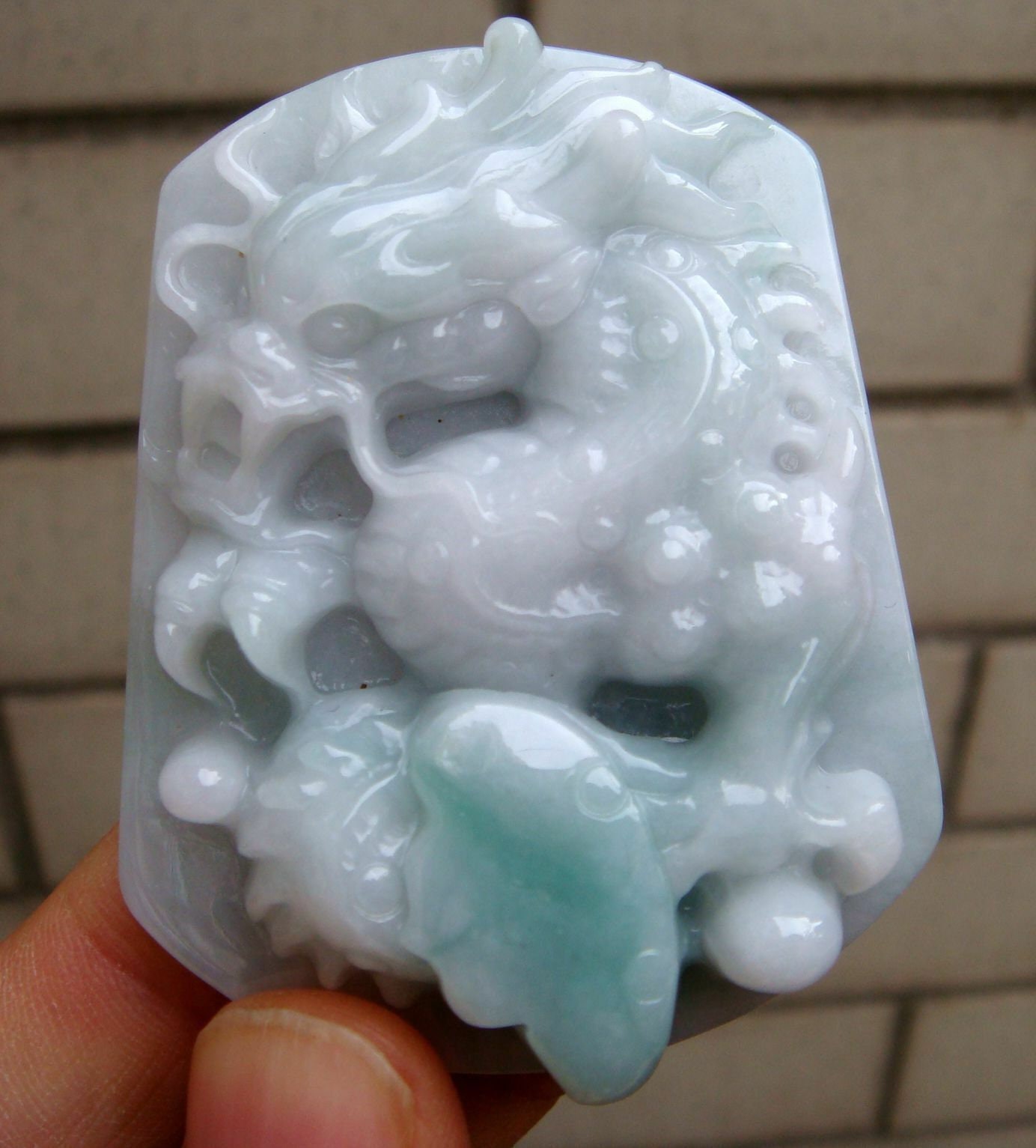 60 Mm Jadeit Zertifiziert 100% Natürlich, Unbehandelt Grad A Grün Geschnitzten Drachen Ruyi Anhänger Edelstein 8059 von tiantianjadeite