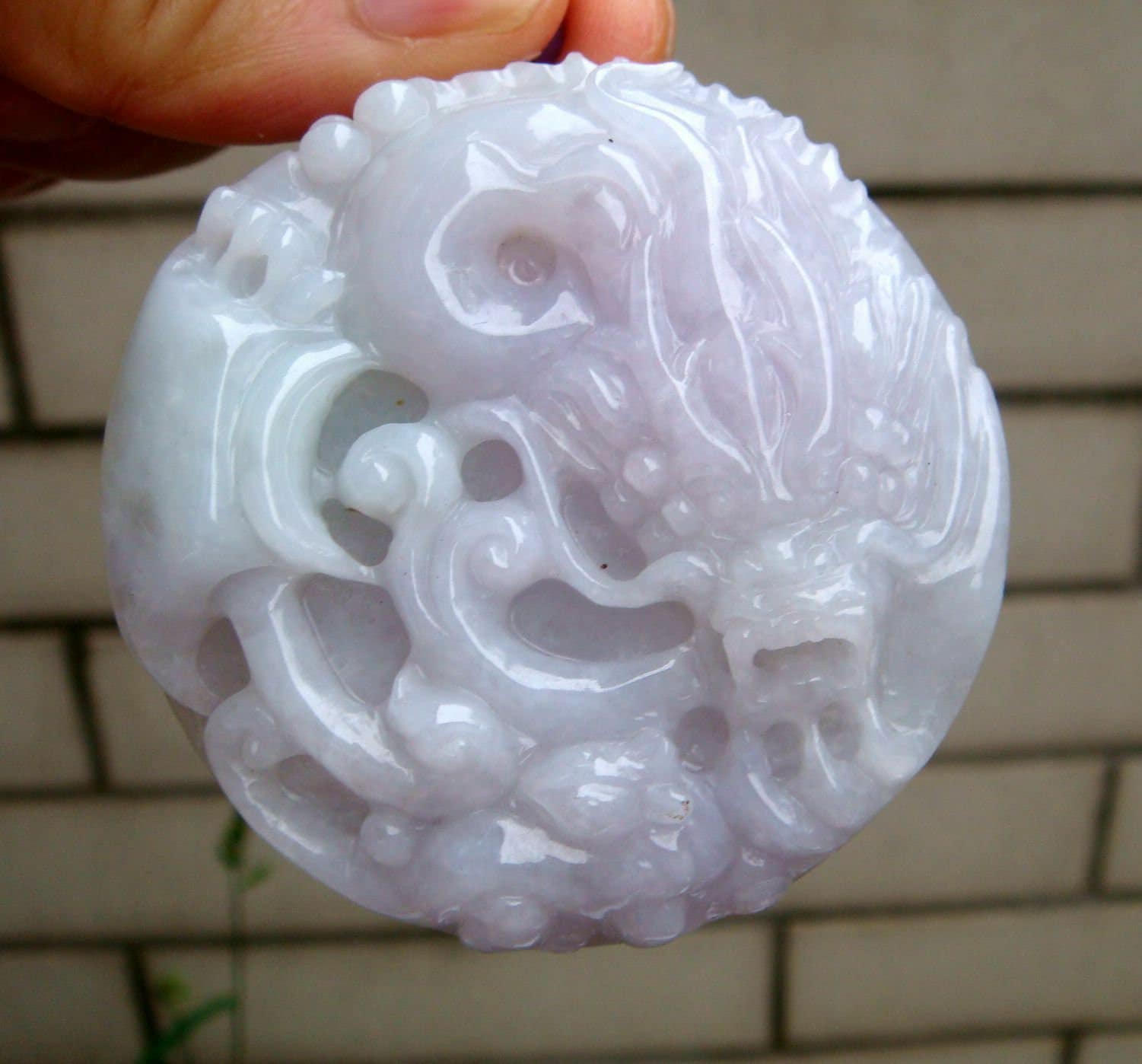 60 Mm Jadeit Zertifiziert 100% Natürlich, Unbehandelt Klasse A Lavendel Grün Schwarz Omphacit Drachen Maus Anhänger Halskette Edelstein 9703 von tiantianjadeite