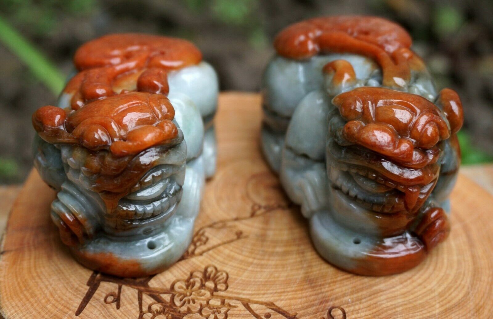 60 Mm Paar Jadeit Mit Zertifiziertem 100% Natürlichem, Unbehandeltem Grad A | Typ A Geschnitzte 3D Pixiu Statue Hand Spieler Edelstein von tiantianjadeite