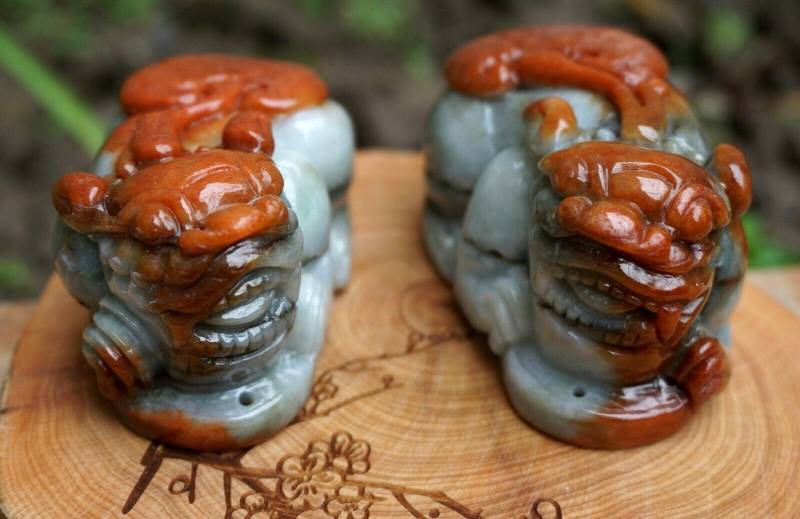 60 Mm Paar Jadeit Mit Zertifiziertem 100% Natürlichem, Unbehandeltem Grad A | Typ A Geschnitzte 3D Pixiu Statue Hand Spieler Edelstein von tiantianjadeite