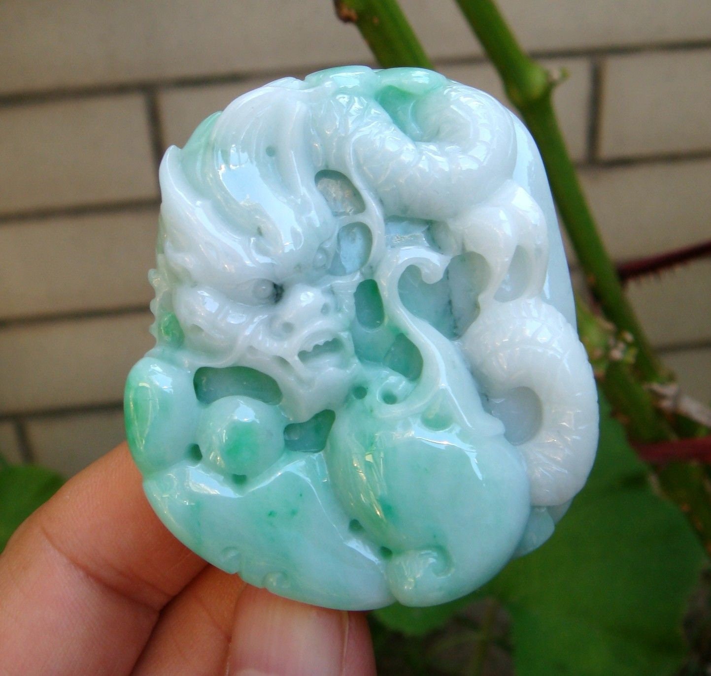 60 Mm Zertifiziert 100% Natürlich Unbehandelt Grad A | Typ A Hellgrün Jadeit Geschnitzten Drachen Ruyi Anhänger/Halskette von tiantianjadeite