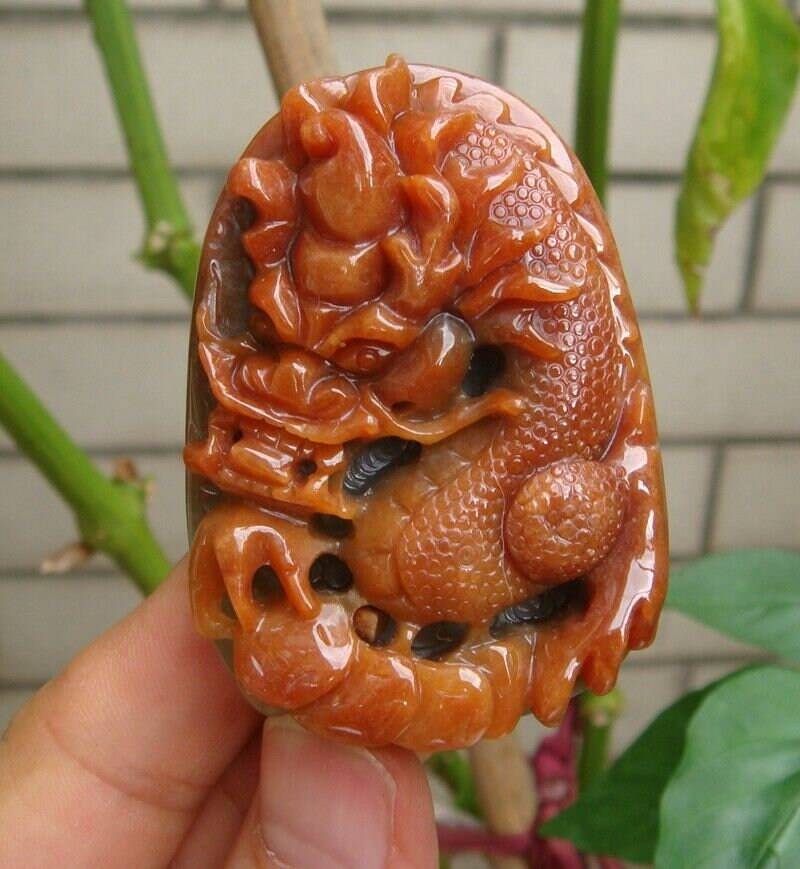 61 Mm Zertifizierte 100% Natürlich Unbehandelte Qualität Rote Jadeit Handgemachte Geschnitzte Drachen Münze Schnitzen Anhänger Halskette von tiantianjadeite