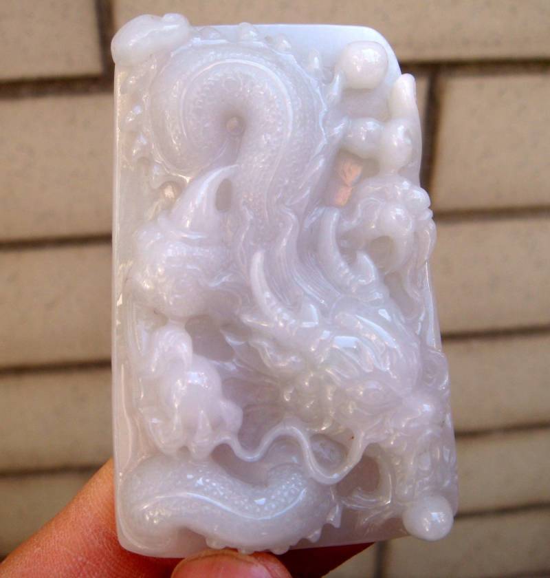 65 Mm Jadeit 100% Natürlich Zertifiziert Grad A | Typ A Lavendel Handgemachte Geschnitzte Drachen Ruyi Anhänger Halskette Edelstein von tiantianjadeite