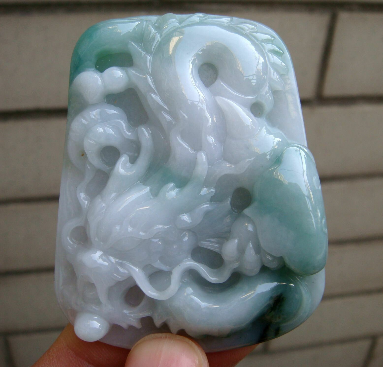 65 Mm Jadeit 100% Natürlich Zertifiziert Klasse A | A Typ Grüne Farbe Geschnitzte Drachen Anhänger Halskette Edelstein 8051 von tiantianjadeite