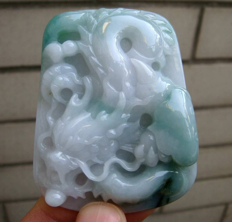 65 Mm Jadeit 100% Natürlich Zertifiziert Klasse A | A Typ Grüne Farbe Geschnitzte Drachen Anhänger Halskette Edelstein 8051 von tiantianjadeite