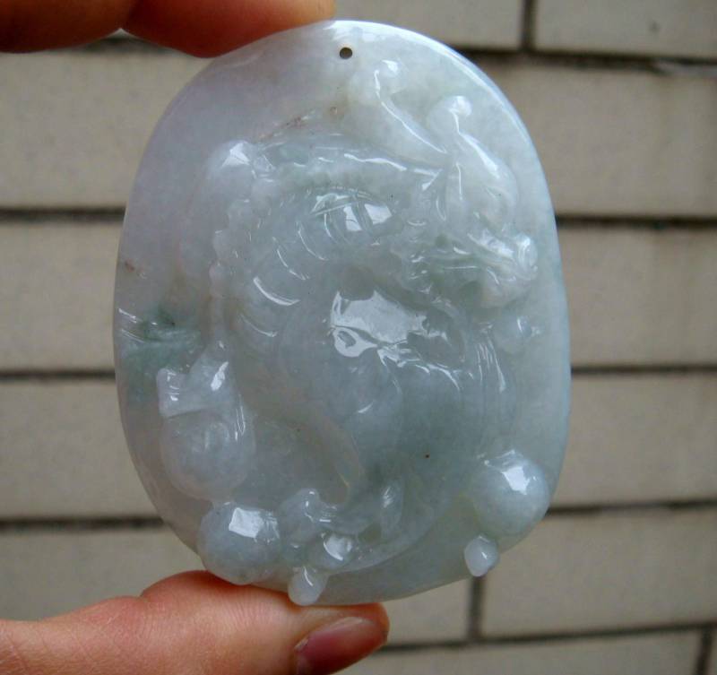 65 Mm Jadeit Anhänger Zertifiziert 100% Natürlich Unbehandelt Grad A Handgemachter Geschnitzter Drachen Edelstein 8476 von tiantianjadeite