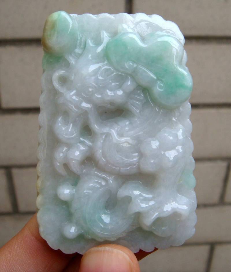 65 Mm Jadeit Zertifiziert 100% Natürlich Unbehandelt Grad A Grün Handgemachte Geschnitzte Drachen Ruyi Anhänger Edelstein 8027 von tiantianjadeite