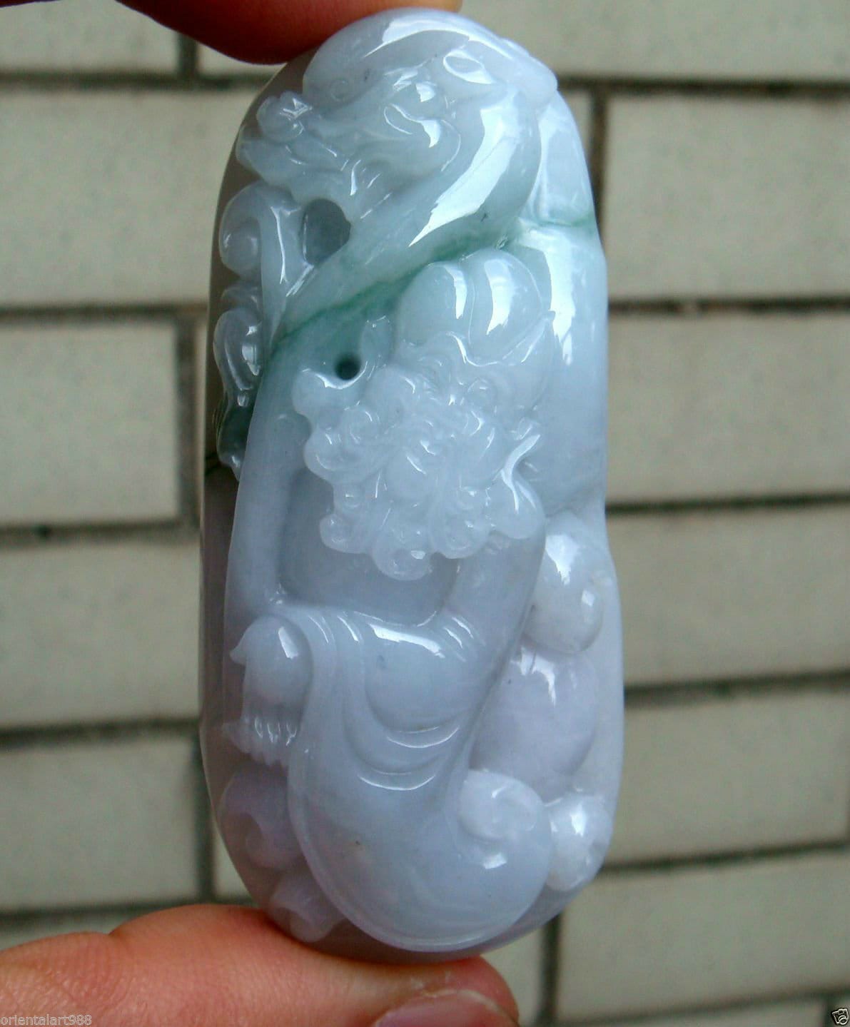 65 Mm Jadeit Zertifizierte Natürliche Unbehandelte Klasse A Lavendel Grün Bodhirma Drachen Anhänger Edelstein 063 von tiantianjadeite