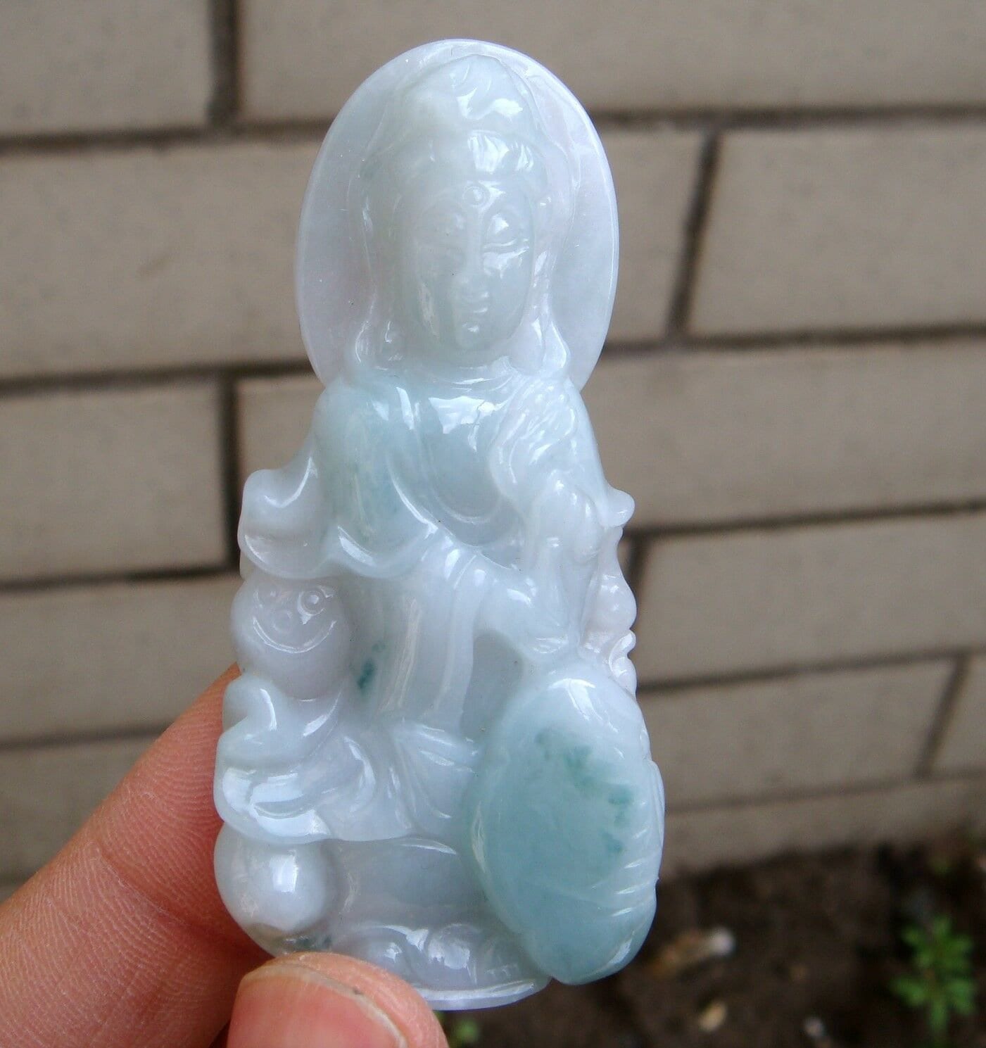 66 Mm Jadeit Zertifiziert 100% Natürlich Unbehandelt Grad A | A-Typ Hellgrün Handgemachte Geschnitzte Kwanyin Ruyi Anhänger Edelstein von tiantianjadeite