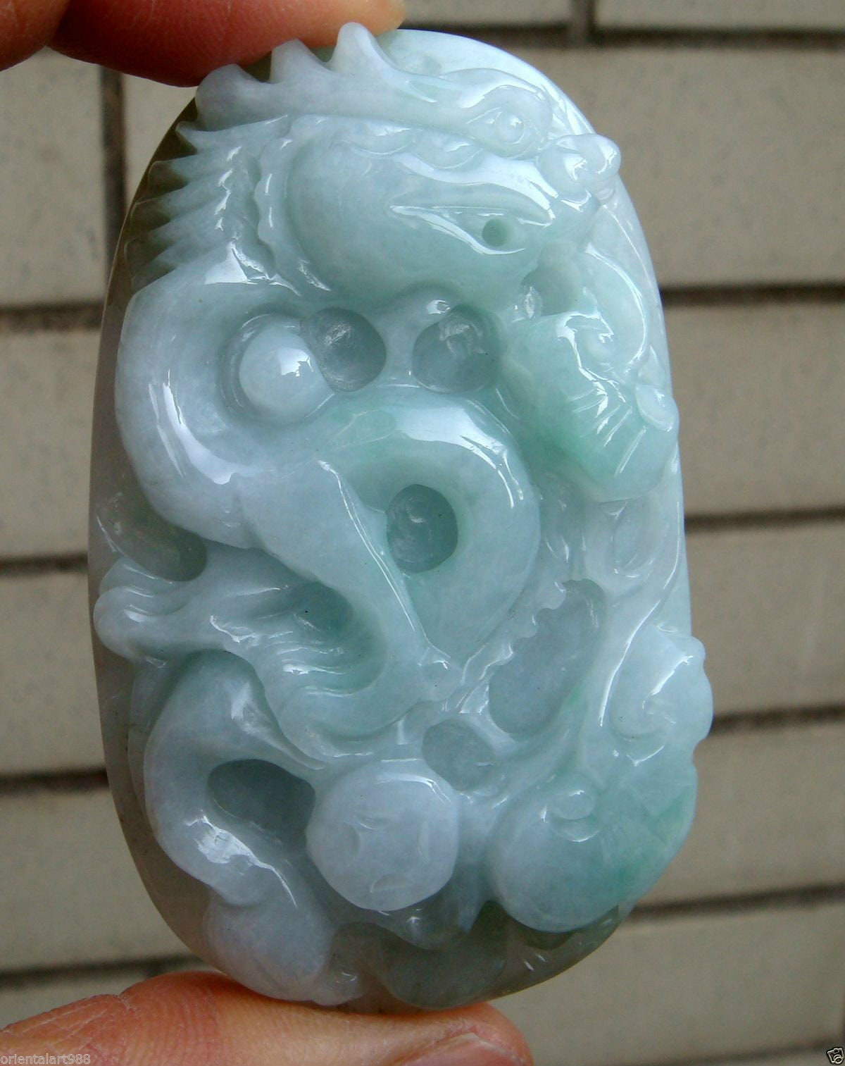 67 Mm Jadeit Zertifiziert 100% Natürlich Unbehandelt Klasse A Hellgrün Handgefertigte Geschnitzte Drachen Ruyi Münze Anhänger Edelstein von tiantianjadeite