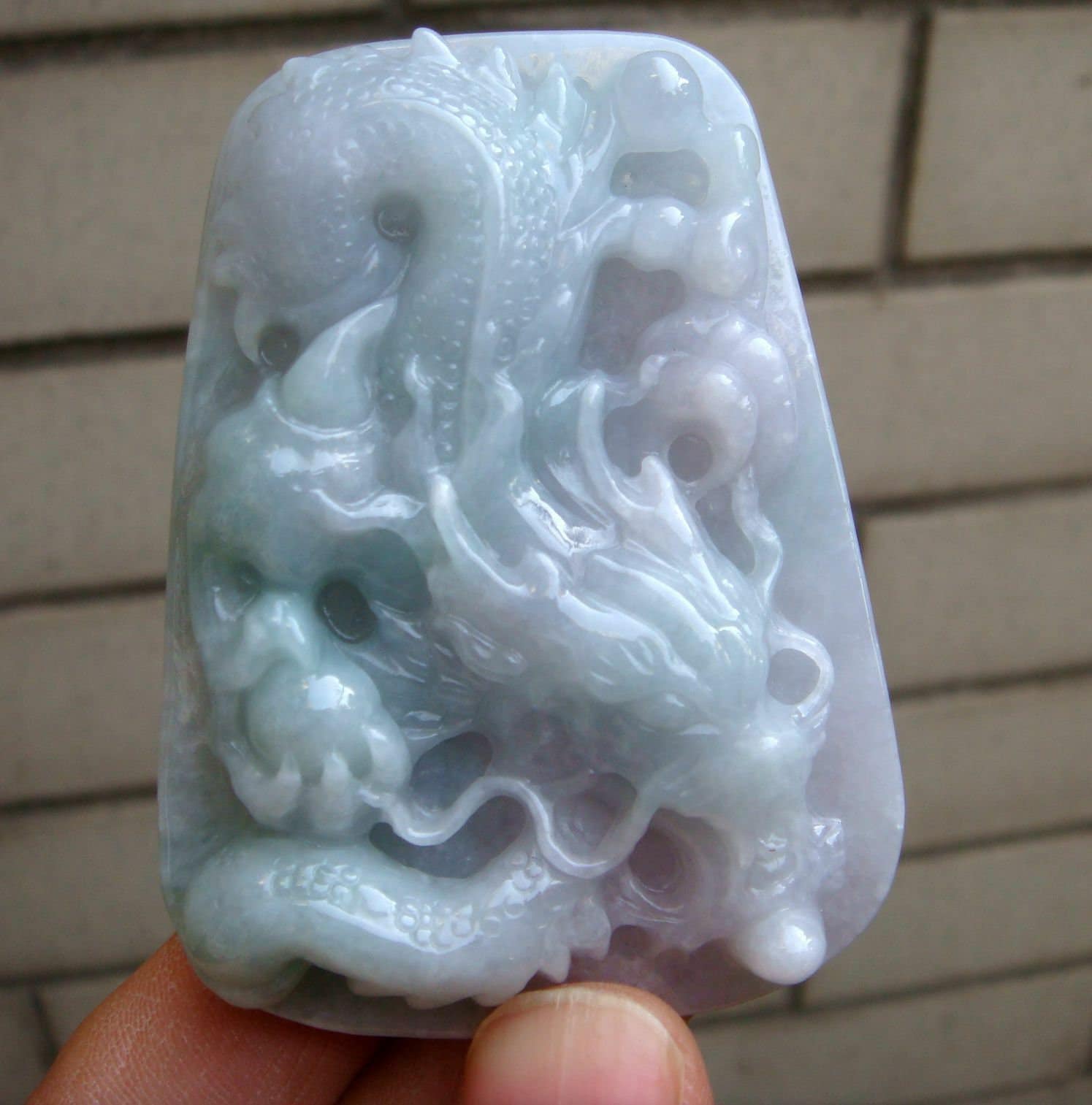 68 Mm Jadeit Zertifiziert 100% Natürlich Unbehandelt Grad A Typ Grün Geschnitzte Drachen Ruyi Anhänger Halskette Edelstein 8015 von tiantianjadeite