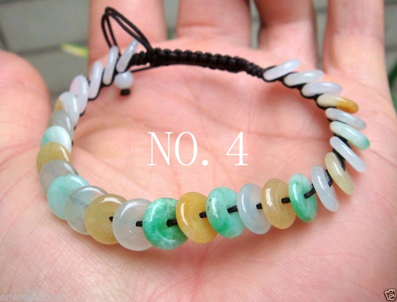 7 Mm Eisige 100% Natürlich Unbehandelt Klasse A Hellgrün Weiß Gelb Eismatt Jadeit Perlen Kreis Armreif Armband Mit Verstellbarer Schnur von tiantianjadeite