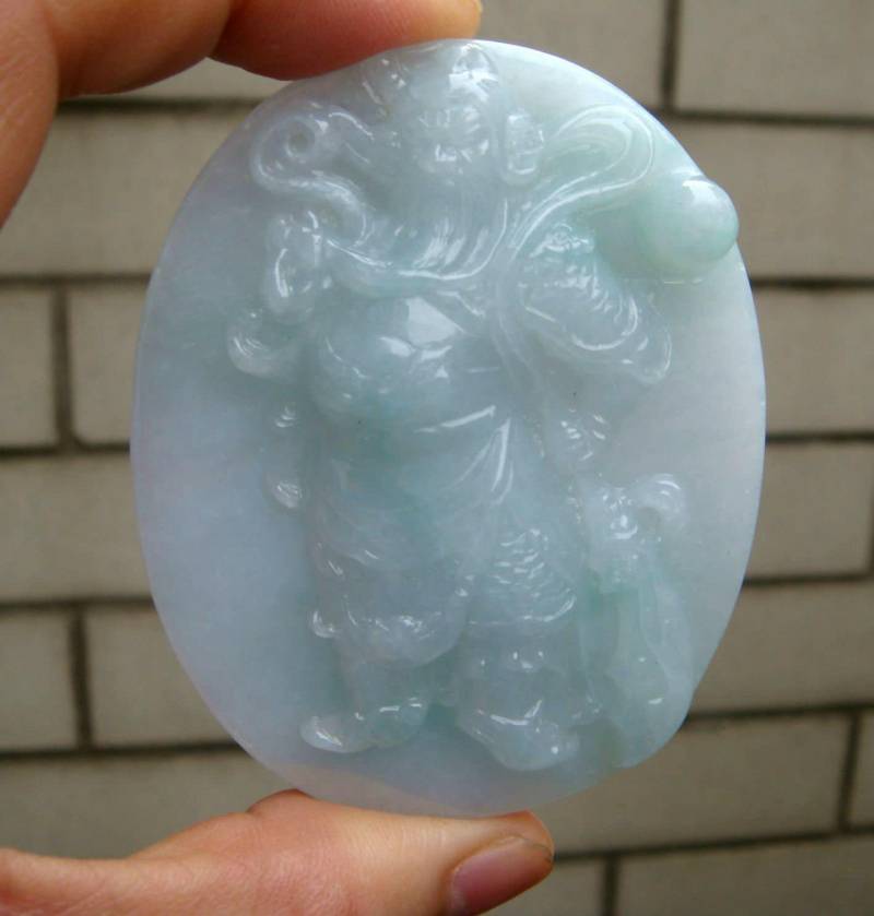 70 Mm Eisig Zertifiziert 100% Natürlich Unbehandelt Grad A Typ Hellgrün Jadeit Cuan Gong Guan Yu Anhänger Edelstein 5573 von tiantianjadeite