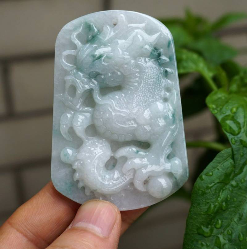 72 Mm Jadeit Zertifizierte Natürliche Unbehandelte Klasse A Typ Hellblau Grün Geschnitzte Drachenspucken Perlen Anhänger Edelstein 7370 von tiantianjadeite