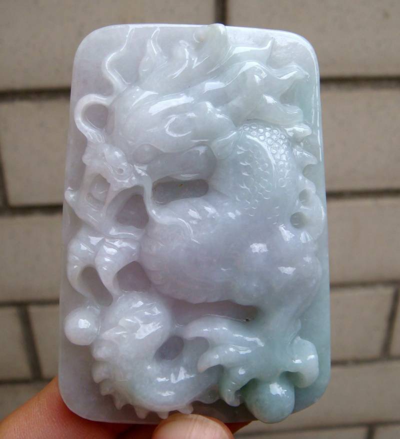 72 Mm Jadeit Zertifizierte Natürliche Unbehandelte Klasse A Typ Lavendel Grün Geschnitzten Drachen Ruyi Anhänger Gemstone8053 von tiantianjadeite