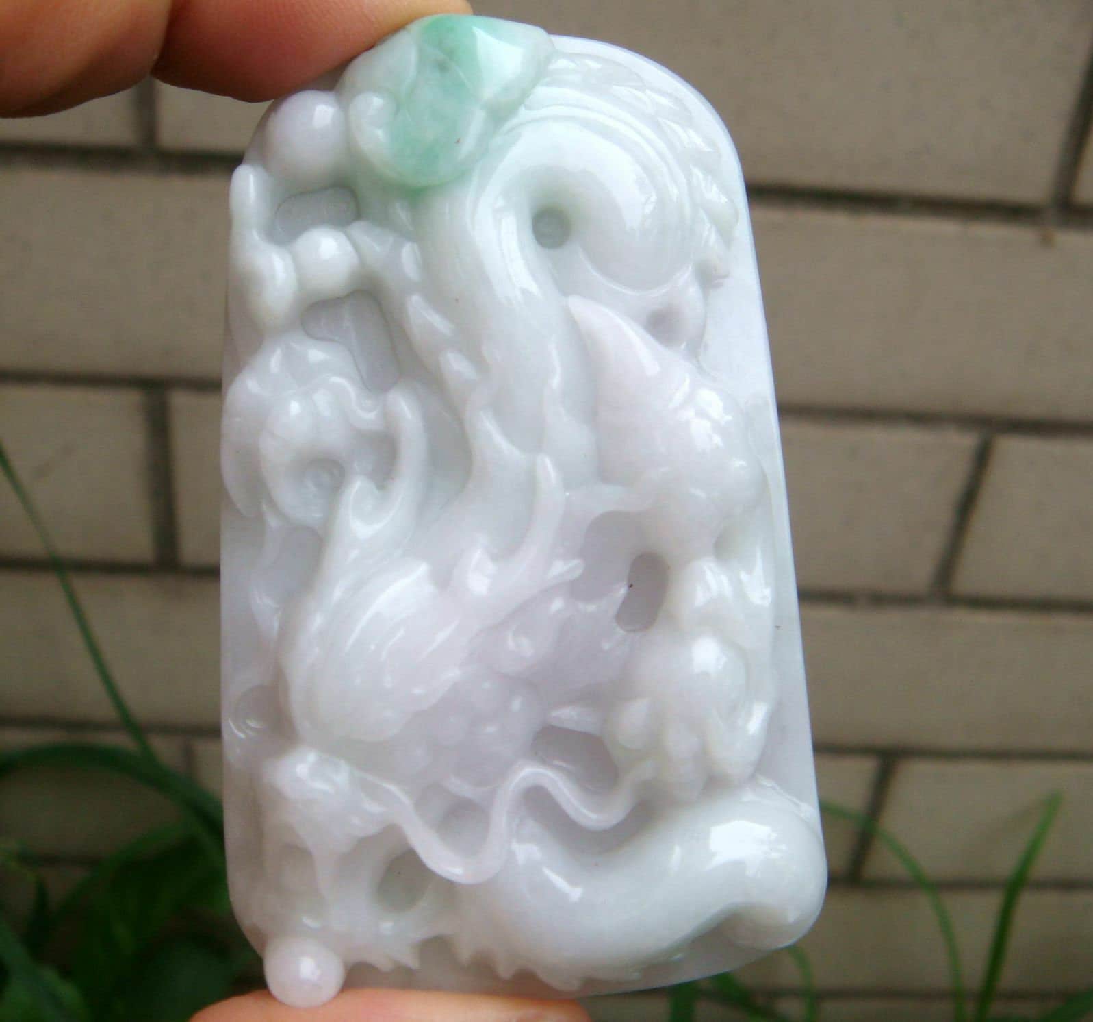 72 Mm Zertifiziert 100% Natürlich, Unbehandelt Grad A Hell Lavendel Grün Jadeit Geschnitzten Drachen Ruyi Anhänger Edelstein 8901 von tiantianjadeite