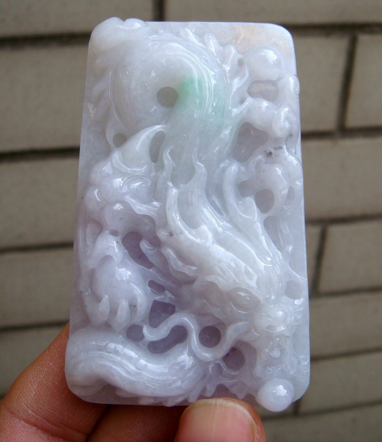 72 Mm Zertifiziert 100% Natürlich Unbehandelt Grad A | Typ A Hellgrün Jadeit Handgemachte Geschnitzte Drachen Anhänger/Halskette von tiantianjadeite