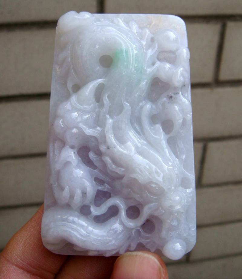 72 Mm Zertifiziert 100% Natürlich Unbehandelt Grad A | Typ A Hellgrün Jadeit Handgemachte Geschnitzte Drachen Anhänger/Halskette von tiantianjadeite