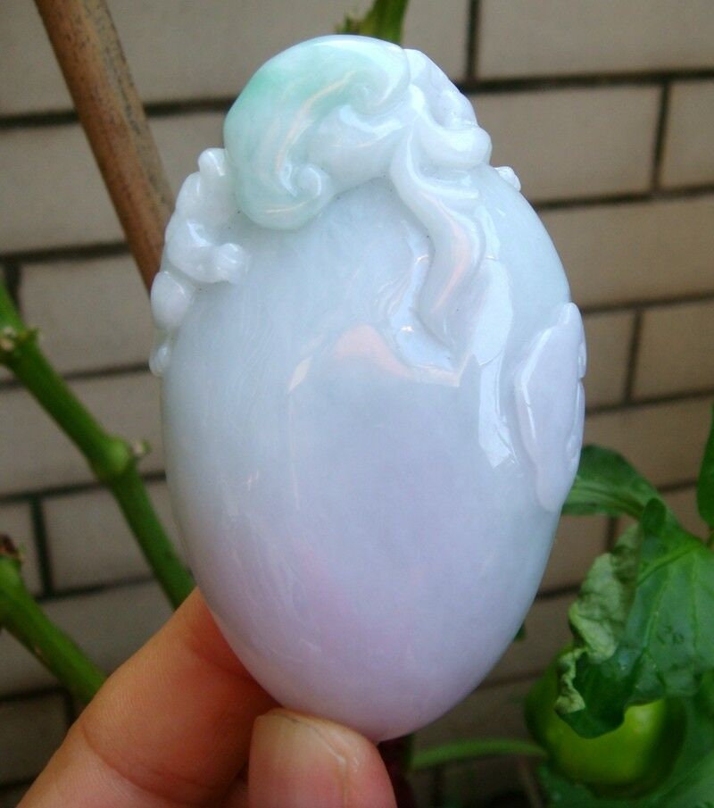 74 Mm Natürliche Unbehandelte Klasse A Grün Lavendel Jadeit Zwei Dreieck Spittor Ruyi Münze Pfirsich Anhänger Edelstein Zertifikat 6518 von tiantianjadeite