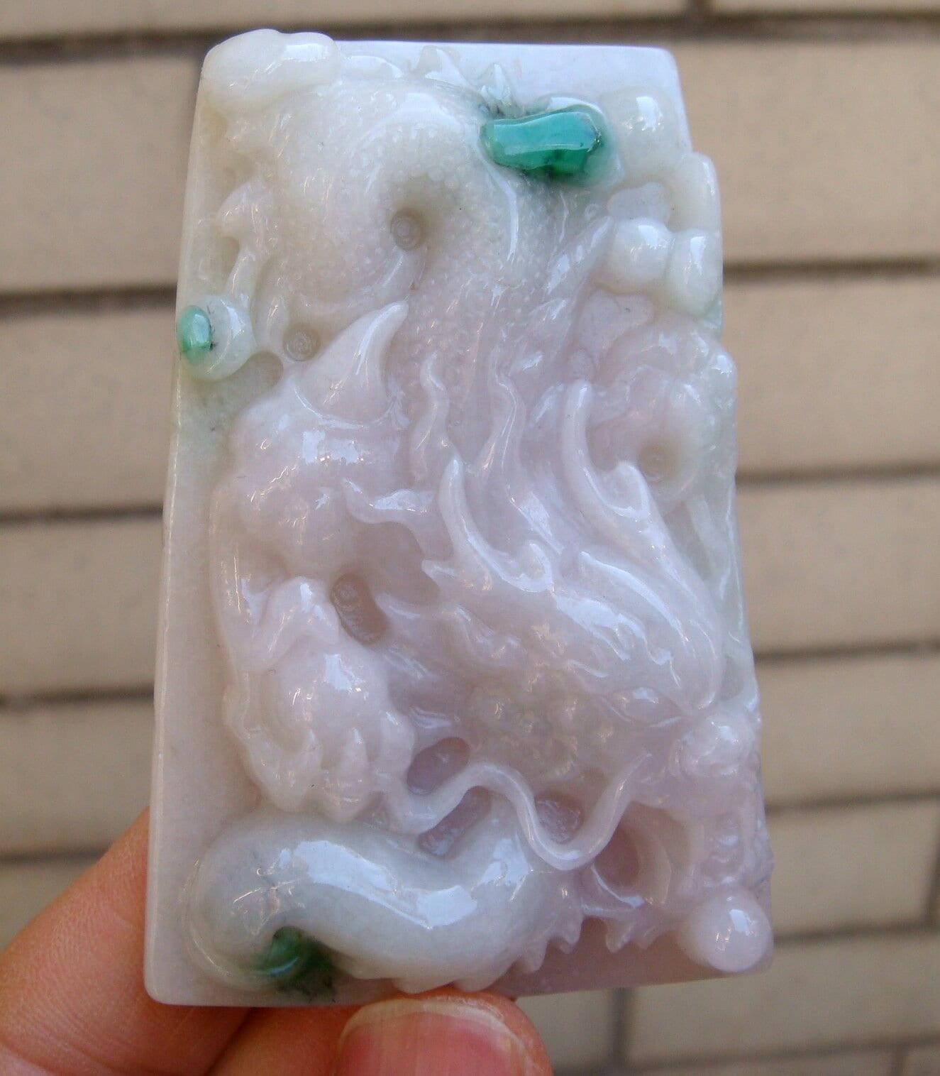 74 Mm Zertifiziert 100% Natürlich Unbehandelt Grad A Hellgrünen Lavendel Jadeit Handgemachte Geschnitzte Drachen Anhänger Halskette von tiantianjadeite