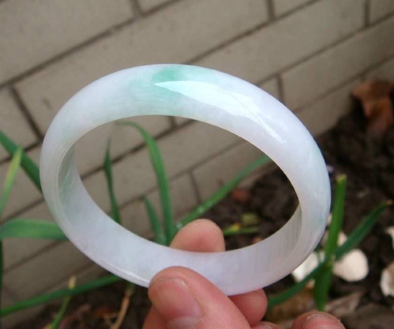 Jadeit 56, 7 Mm | 2, 23 " Armreif Unbehandelt 100% Natürlich Klasse A Grüner Edelstein Zertifikat 4050." von tiantianjadeite