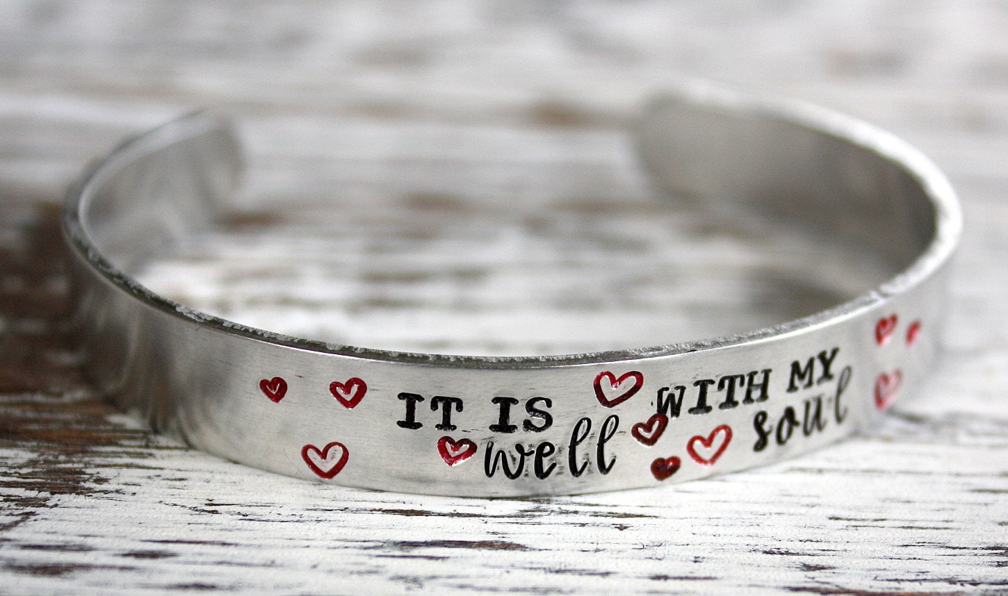It Is Well With My Soul Cuff-Hand Stamped Armband It Is Well With My Soul Cuff-Hand Stamped Armband von ticklebean