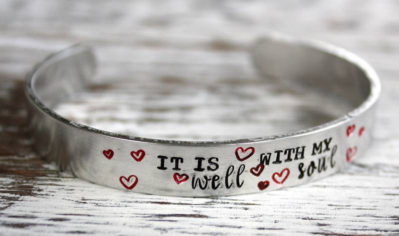 It Is Well With My Soul Cuff-Hand Stamped Armband It Is Well With My Soul Cuff-Hand Stamped Armband von ticklebean
