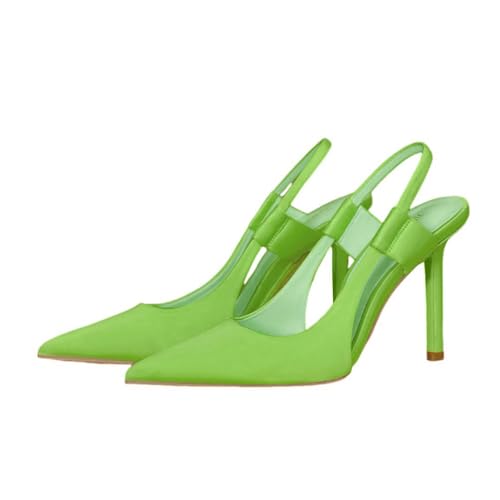 ticticlily Damen Pumps Slingback Spitzenschuhe Stiletto mit Kitten Heel für Büro Hochzeiten und Partys F Grün 38 EU von ticticlily