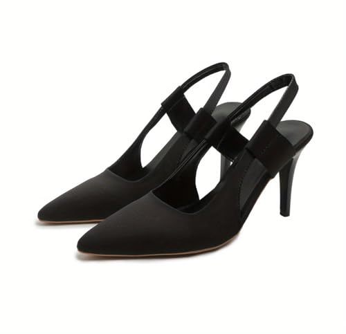 Damen Pumps Slingback Spitzenschuhe Stiletto mit Kitten Heel Perfekt für Büro Hochzeiten und Partys F Schwarz 35 EU von ticticlily