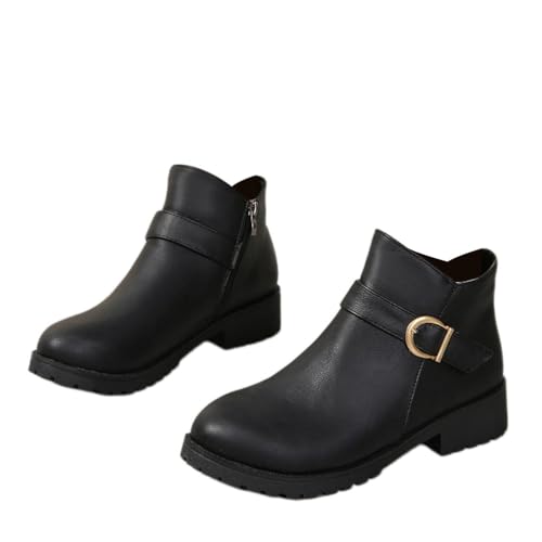 ticticlily Ankle Boots Damen Stiefeletten Seitlicher Reißverschluss Klassische Klobige Ferse Kurze Stiefeletten A Schwarz 39 EU von ticticlily