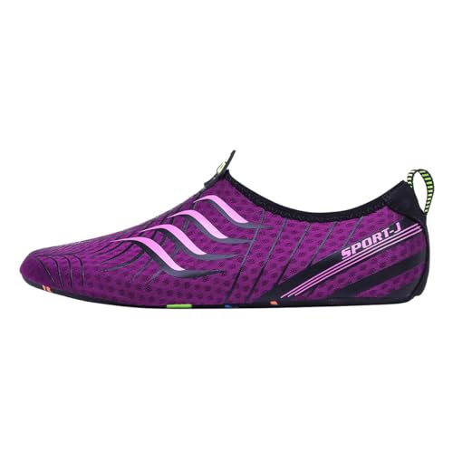 ticticlily Badeschuhe Damen Slip on Barfußschuhe Breathable Badelatschen Leicht Barfuss Schuhe Wasserschuhe für Beach Pool Surfen Yoga A Violett 36/37 EU von ticticlily