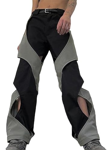 ticticlily Baggy Y2K Cargo Hosen Damen Hip Hop Lange Weites Bein Gerades Bein Lässige Casual Lose Low Waist Harajuku Parachute Teenager Freizeithose Outdoorhose E4 Dunkelgrau L von ticticlily