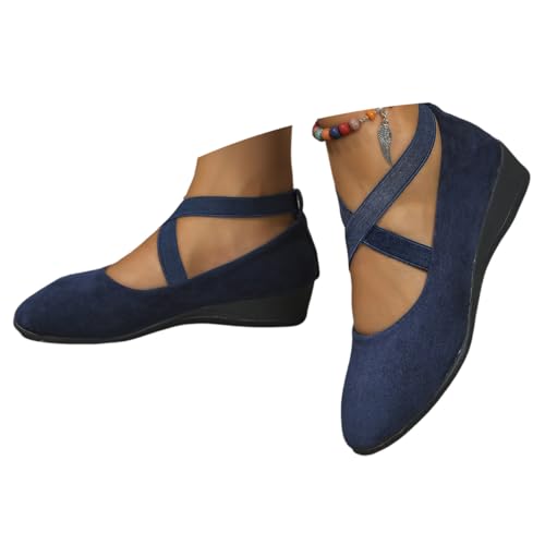 ticticlily Balerinas Schuhe Damen Bequeme Freizeit Orthopädische Sommer Weich und Bequem Leichte Elegant A Dunkelblau 36 EU von ticticlily